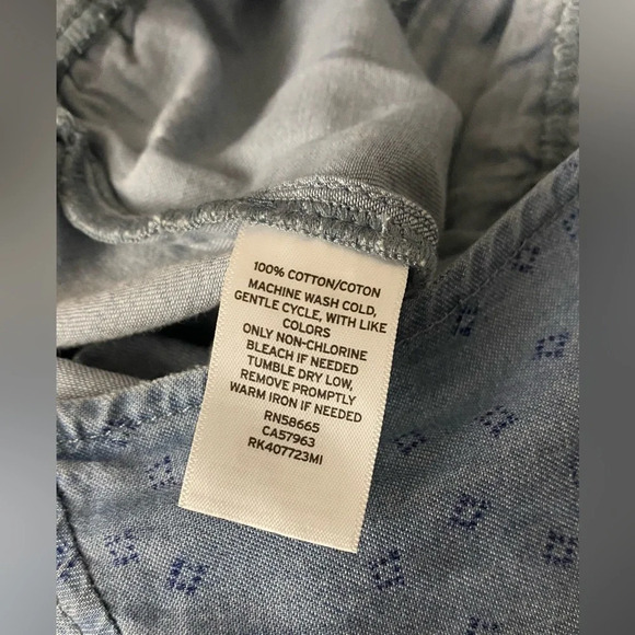 NWT Susina Romper Chambray Geo Tie Sleeve Button Up Size XXS (fits like a S) - Picture 9 of 9